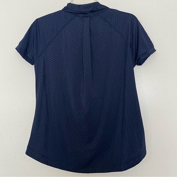 NWT L’ETOILE Sport Breezy Polo Shirt Golf Tennis Navy Herringbone Women’s Small - Picture 6 of 10